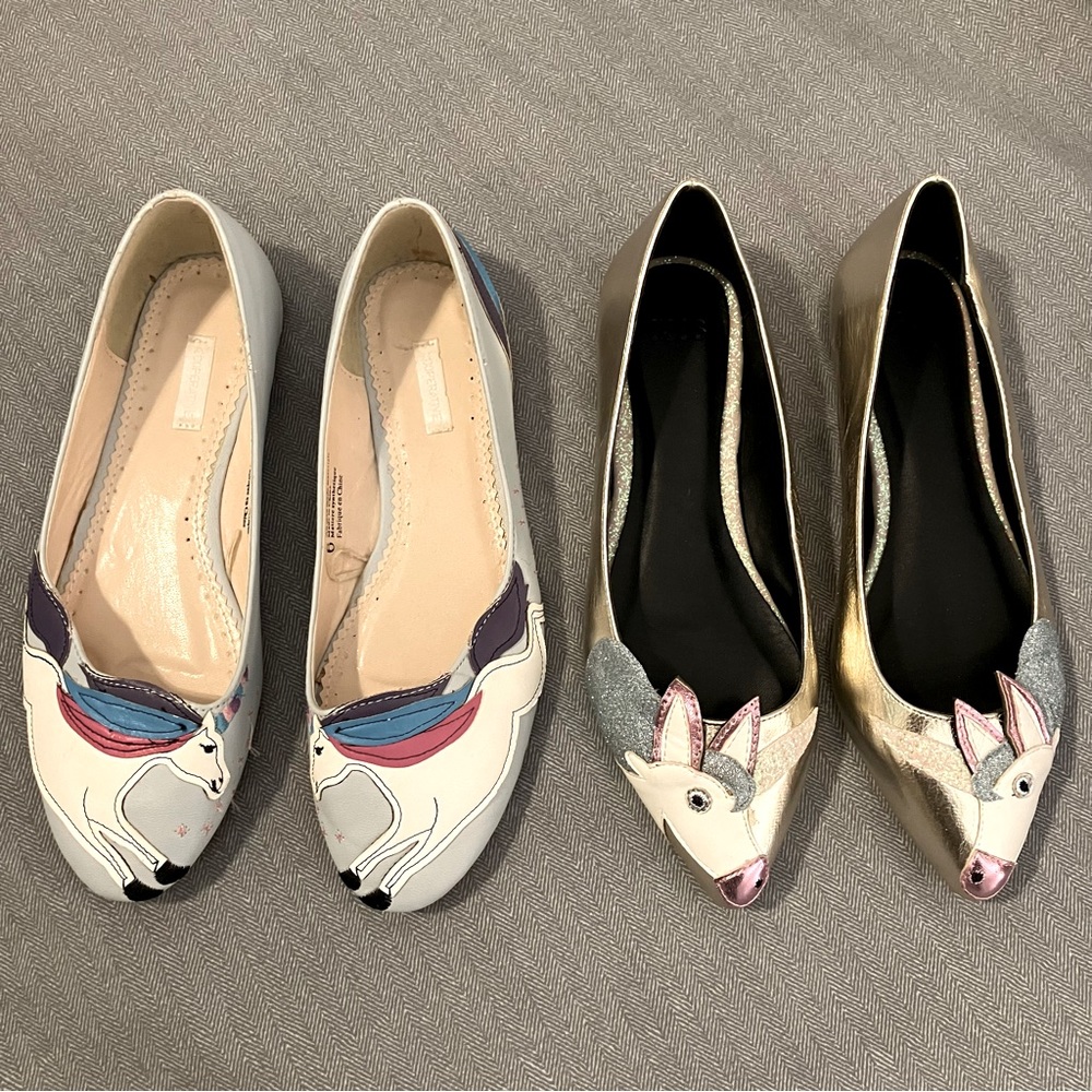 Lot of 2 Unicorn Ballet Flats Shoes size 6 NWOT